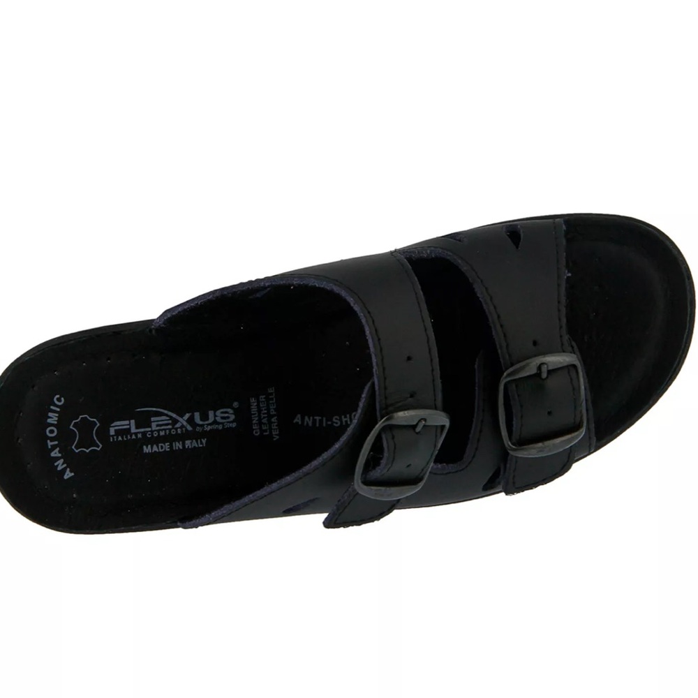 Flexus Decca Classic Italian Nubuck Leather Comfy Slide Sandals Size 40 EU 9 US